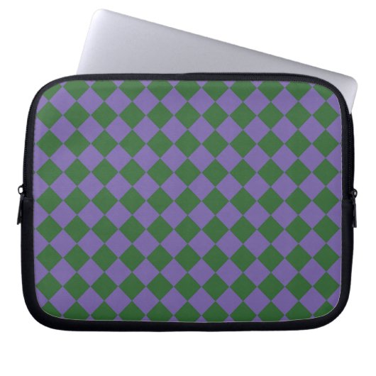 Lila grünes Schachbrett Diamantmuster Laptopschutzhülle (Vorderseite)