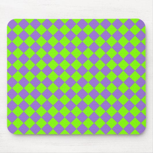 Lila grünes Schachbrett Diamantmuster Mousepad (Vorne)