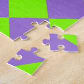 Lila grünes Schachbrett Diamantmuster Puzzle (Seite)
