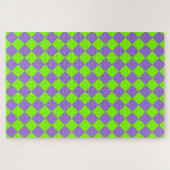 Lila grünes Schachbrett Diamantmuster Puzzle (Horizontal)