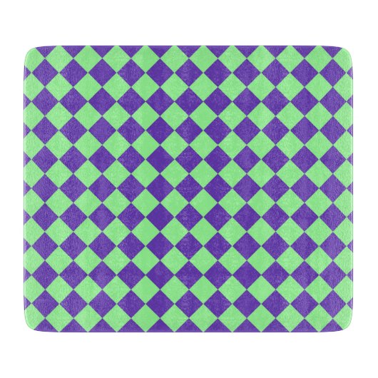 Lila grünes Schachbrett Diamantmuster Schneidebrett (Vorderseite)