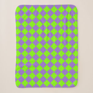 Lila grünes Schachbrett Diamantmuster Sherpadecke
