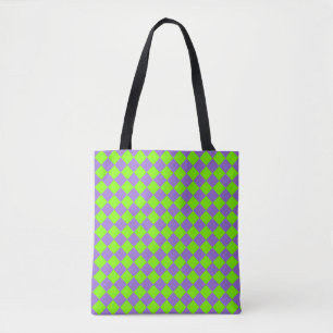 Lila grünes Schachbrett Diamantmuster Tasche