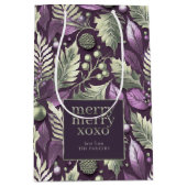 Lila grünes Weihnachtsfrostmuster#22 ID1009 Mittlere Geschenktüte (Vorderseite)