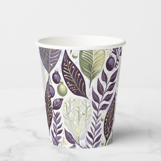 Lila grünes Weihnachtsgeschmack#21 ID1009 Pappbecher (Rückseite)