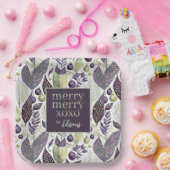 Lila grünes Weihnachtsgeschmack#21 ID1009 Pappteller (Party)