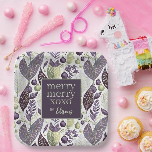 Lila grünes Weihnachtsgeschmack#21 ID1009 Pappteller (Party)