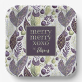 Lila grünes Weihnachtsgeschmack#21 ID1009 Pappteller (Vorderseite)