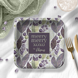 Lila grünes Weihnachtsgeschmack#21 ID1009 Pappteller