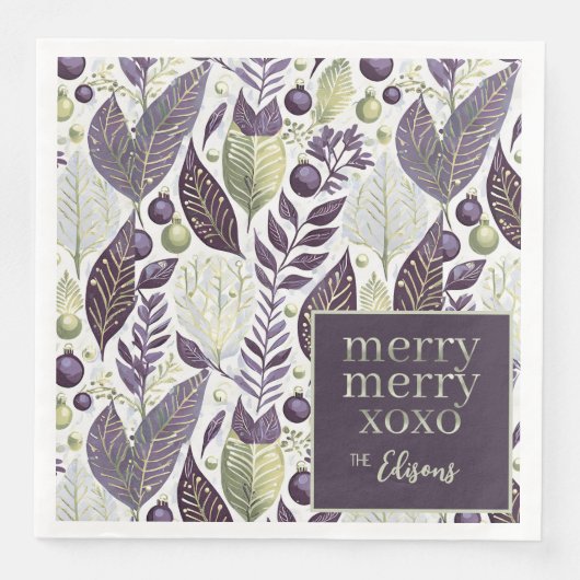 Lila grünes Weihnachtsgeschmack#21 ID1009 Serviette (Vorderseite)