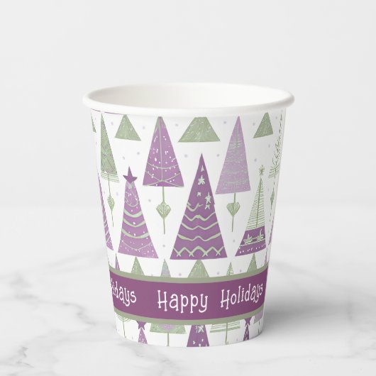 Lila grünes Weihnachtsgeschmack#25 ID1009 Pappbecher (Rückseite)