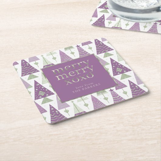 Lila grünes Weihnachtsgeschmack#25 ID1009 Rechteckiger Pappuntersetzer (angewinkelt)