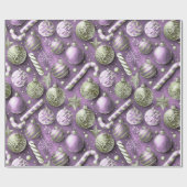 Lila grünes Weihnachtsmuster#12 ID1009 Geschenkpapier (Flach)