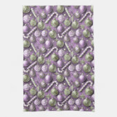 Lila grünes Weihnachtsmuster#12 ID1009 Geschirrtuch (Vertikal)