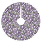 Lila grünes Weihnachtsmuster#12 ID1009 Polyester Weihnachtsbaumdecke (Vorderseite)