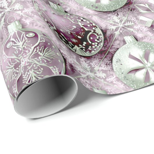 Lila grünes Weihnachtsmuster#20 ID1009 Geschenkpapier (Rolleneckpunkt)