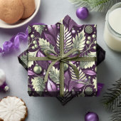Lila grünes Weihnachtsmuster#22 ID1009 Geschenkpapier
