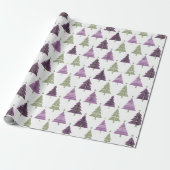 Lila grünes Weihnachtsmuster#24 ID1009 Geschenkpapier (Ungerollt)