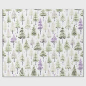 Lila Grünes Weihnachtsmuster#26 ID1009 Geschenkpapier (Flach)