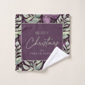 Lila Grünes Weihnachtsmuster#29 ID1009 Badhandtuch Set (Waschlappen)