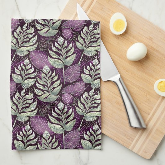 Lila Grünes Weihnachtsmuster#29 ID1009 Geschirrtuch (Viertel Falte)