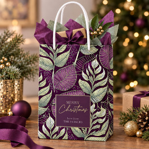 Lila Grünes Weihnachtsmuster#29 ID1009 Mittlere Geschenktüte