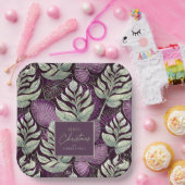 Lila Grünes Weihnachtsmuster#29 ID1009 Pappteller (Party)