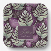 Lila Grünes Weihnachtsmuster#29 ID1009 Pappteller (Vorderseite)