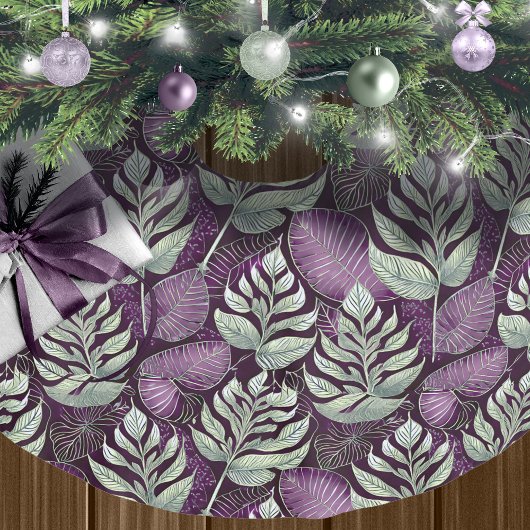 Lila Grünes Weihnachtsmuster#29 ID1009 Polyester Weihnachtsbaumdecke