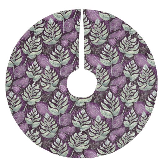 Lila Grünes Weihnachtsmuster#29 ID1009 Polyester Weihnachtsbaumdecke (Vorderseite)