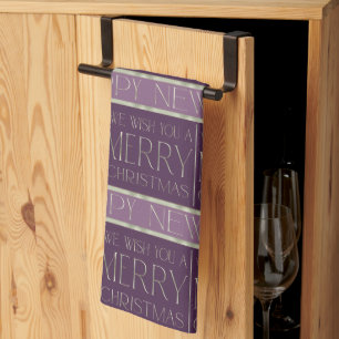 Lila grünes Weihnachtsmuster#34 ID1009 Geschirrtuch