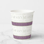 Lila grünes Weihnachtsmuster#35 ID1009 Pappbecher (Rückseite)