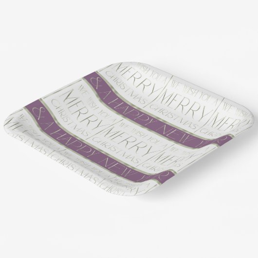 Lila grünes Weihnachtsmuster#35 ID1009 Pappteller (Gewinkelt)