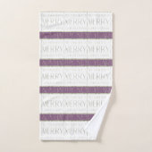 Lila grünes Weihnachtsmuster#35b ID1009 Badhandtuch Set (Handtuch)