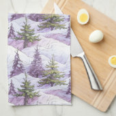 Lila grünes Weihnachtsmuster#4 ID1009 Geschirrtuch (Viertel Falte)