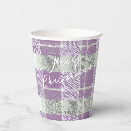 Lila grünes Weihnachtsmuster#7 ID1009 Pappbecher (Rückseite)