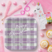 Lila grünes Weihnachtsmuster#7 ID1009 Pappteller (Party)