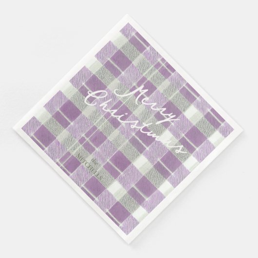 Lila grünes Weihnachtsmuster#7 ID1009 Serviette (Ecke)