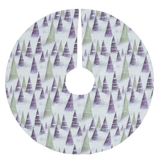 Lila grünes Weihnachtsmuster#8 ID1009 Polyester Weihnachtsbaumdecke (Vorderseite)