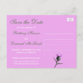 Lila-grünes Weiß-Siegel Save the Date Postkarte (Rückseite)