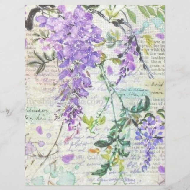 Lila Grunge Botanisches Collage Scrapbook (Vorderseite)