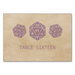 Lila Grunge D20 Würfel Gamer Table Card Tischnummer
