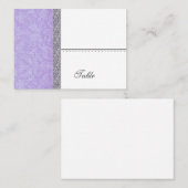 Lila Grunge Damask Platzkarte - Hochzeitsfeier (Vorne/Hinten)