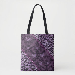 Lila grunge florales gotisches Design Tasche