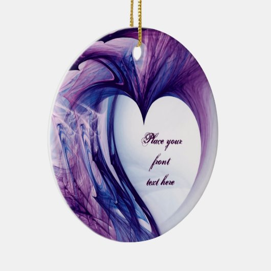 Lila Grunge Heart Keramikornament (Rechts)