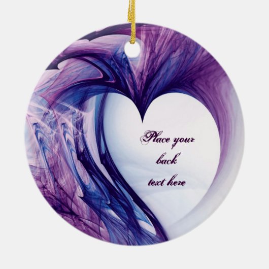 Lila Grunge Heart Keramikornament (Hinten)