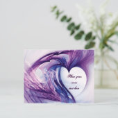 Lila Grunge Heart Postkarte (Stehend Vorderseite)