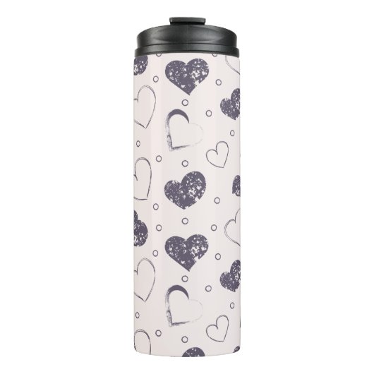 Lila Grunge Hearts Thermosbecher (Vorderseite)