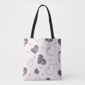 Lila Grunge Hearts Tote Bag Tasche (Vorderseite)