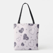 Lila Grunge Hearts Tote Bag Tasche (Rückseite)